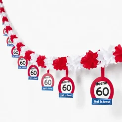 Slinger papier 60 jaar rood/wit