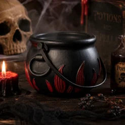 Snoeppot Halloween heksenketel zwart/rood medium