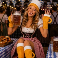 Sokken Oktoberfest bier geel/wit one size