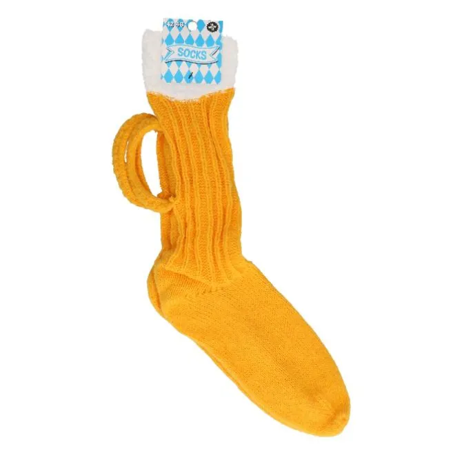 Sokken Oktoberfest bier geel/wit one size