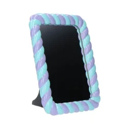 Spiegel plastic rechthoekig blauw/paars 17 x 21 cm