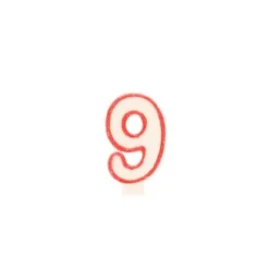 Taartkaarsje cijfer 9 rood/wit