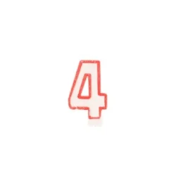 Taartkaarsje cijfer 4 rood/wit
