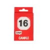 Taartkaarsje 16 rood/wit – 1 stuk