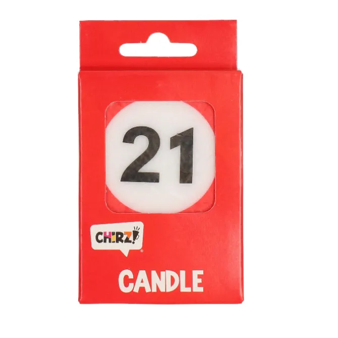 Taartkaarsje 21 rood/wit – 1 stuk