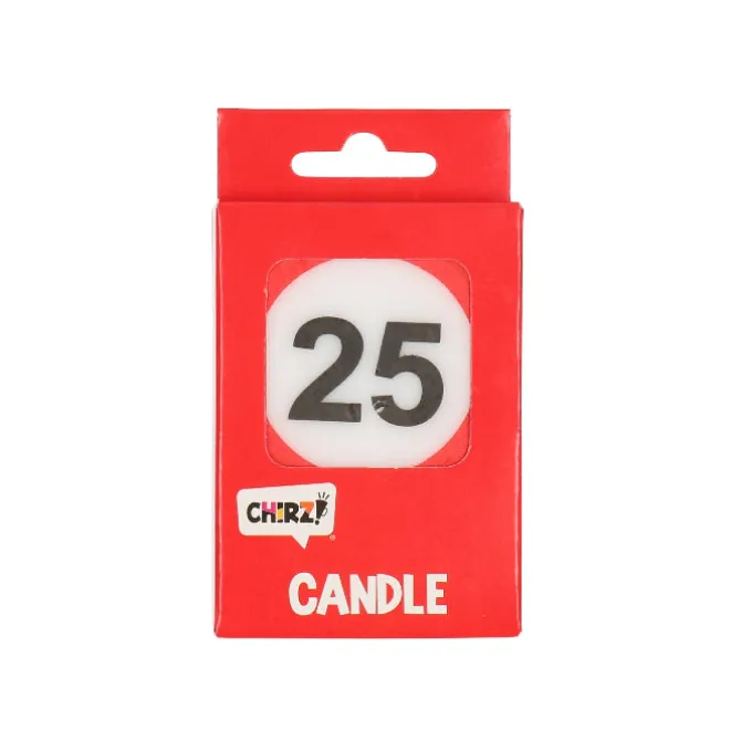 Taartkaarsje 25 rood/wit – 1 stuk