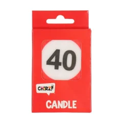 Taartkaarsje 40 rood/wit – 1 stuk