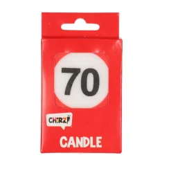Taartkaarsje 70 rood/wit – 1 stuk