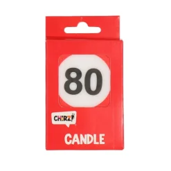 Taartkaarsje 80 rood/wit – 1 stuk