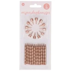 Taartkaarsjes roségoud 12 stuks