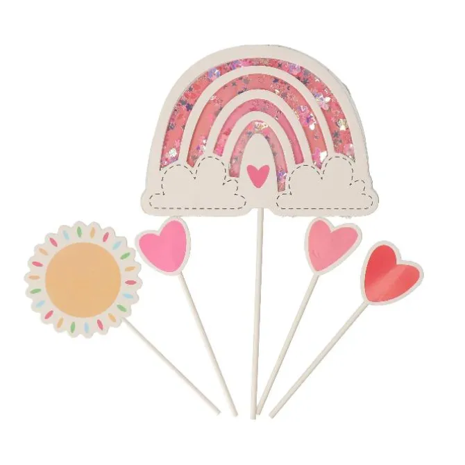 Taartprikkers rainbow & sunshine - 5 stuks