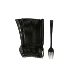 Taartvorkjes - herbruikbaar - plastic - zwart - 24 stuks