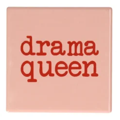 Tegeltje 'dramaqueen' - oranje met rood - 10x10 cm