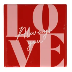 Tegeltje 'Love' - rood met roze - 10x10 cm