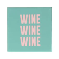 Tegeltje 'Wine' - groen met roze - 10x10 cm