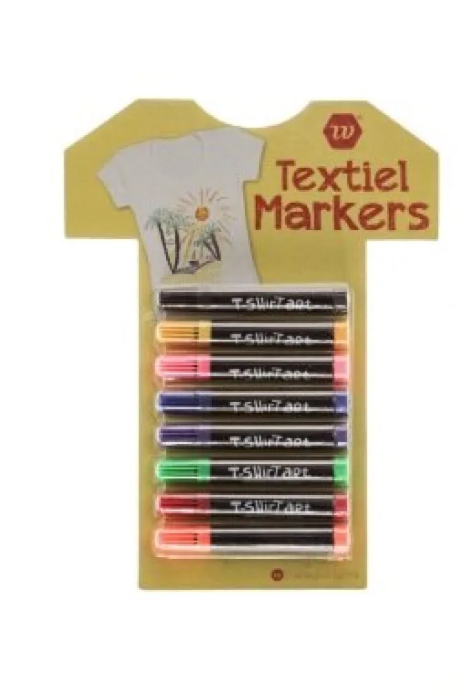 Textielstiften meerkleurig 6 stuks