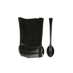 Theelepeltjes - herbruikbaar - plastic - zwart - 24 stuks