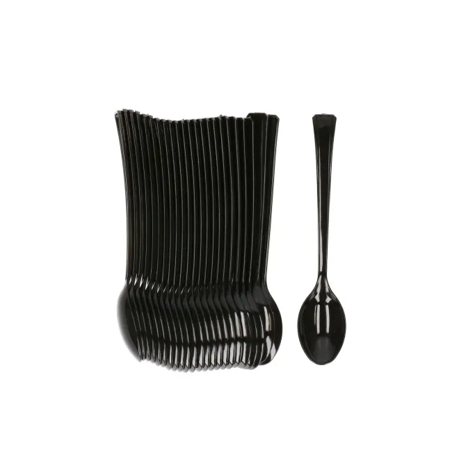 Theelepeltjes - herbruikbaar - plastic - zwart - 24 stuks