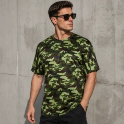 T-shirt camouflage groen maat XL
