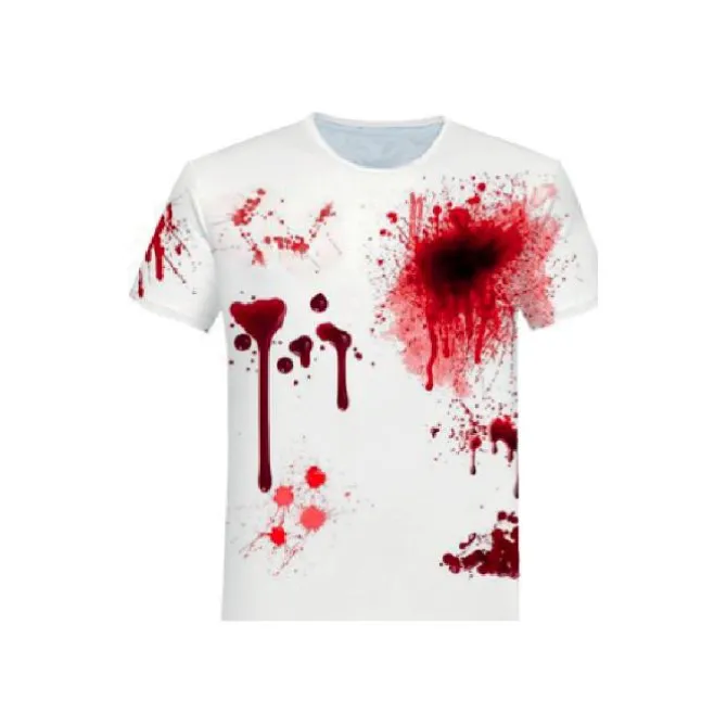 T-shirt Halloween wit bloederig one size