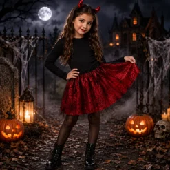 Tutu rood - spinnenweb - 4-6jr