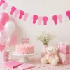 Vlaggenlijn Babyvoetjes roze/wit