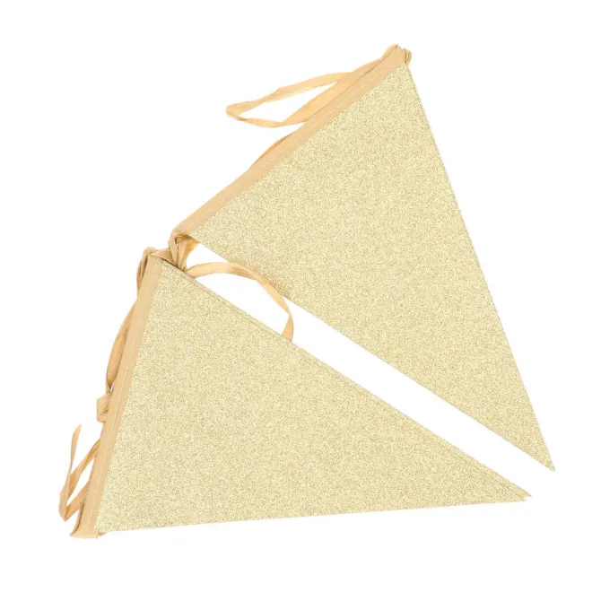 Vlaggenlijn glitter goud groot - 6m (10 vlaggen)