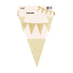 Vlaggenlijn glitter goud groot - 6m (10 vlaggen)