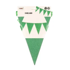 Vlaggenlijn glitter groen groot - 6m (10 vlaggen)