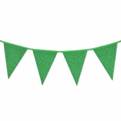 Vlaggenlijn glitter groen groot - 6m (10 vlaggen)