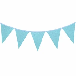 Vlaggenlijn glitter lichtblauw groot - 6m (10 vlaggen)