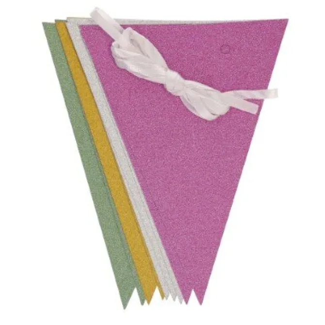 Vlaggenlijn glitter meerkleurig - 2,5m