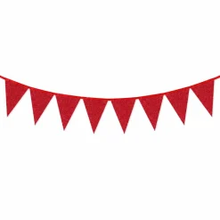 Vlaggenlijn glitter rood groot - 6m (10 vlaggen)