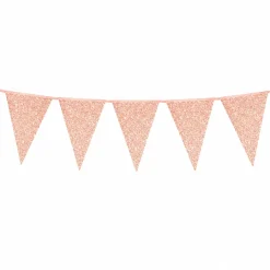 Vlaggenlijn glitter roségoud groot - 6m (10 vlaggen)
