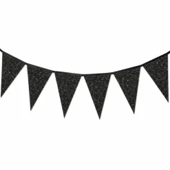 Vlaggenlijn glitter zwart groot - 6m (10 vlaggen)