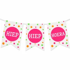 Vlaggenlijn Hiep Hiep Hoera - 4m (15 vlaggen)