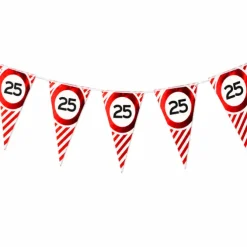 Vlaggenlijn 25 jaar rood/wit - 3m