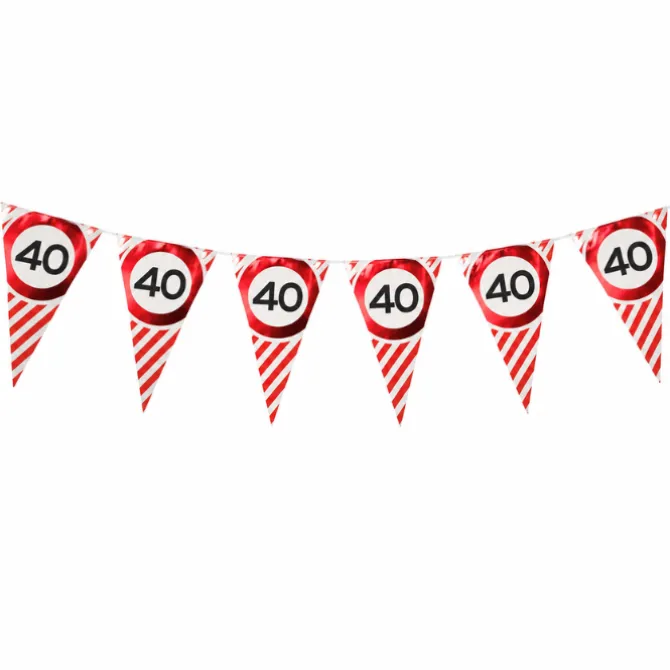 Vlaggenlijn 40 jaar rood/wit - 3m