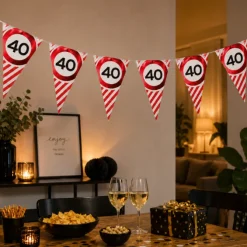 Vlaggenlijn 40 jaar rood/wit - 3m