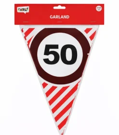 Vlaggenlijn 50 jaar rood/wit 3m