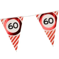 Vlaggenlijn 60 jaar rood/wit - 3m (10 vlaggen)