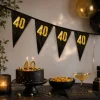 Vlaggenlijn 40 jaar zwart/goud - 5m (15 vlaggen)