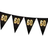 Vlaggenlijn 60 jaar zwart/goud - 5m (15 vlaggen)