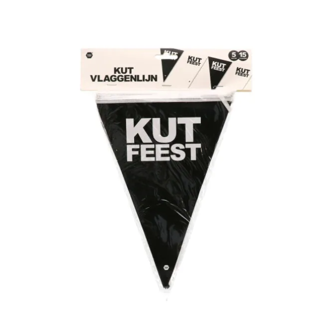 Vlaggenlijn kutfeest zwart - 5m (15 vlaggen)