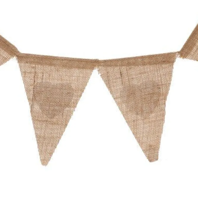 Vlaggenlijn linnen hart beige/wit - 2m (13 vlaggen)