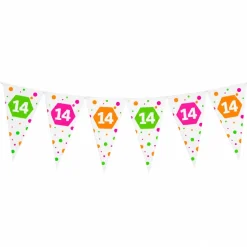 Vlaggenlijn neon 14 jaar - 4m (15 vlaggen)
