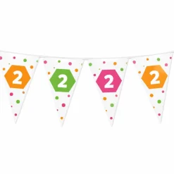Vlaggenlijn neon 2 jaar - 4m (15 vlaggen)