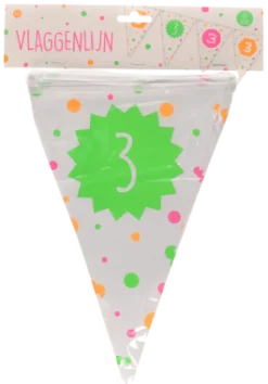 Vlaggenlijn neon 3 jaar - 4m (15 vlaggen)