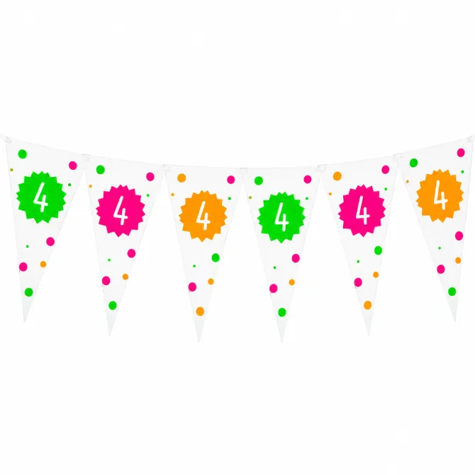 Vlaggenlijn neon 4 jaar - 4m (15 vlaggen)