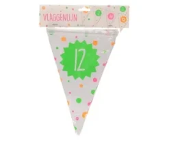 Vlaggenlijn neon 12 jaar - 4m (15 vlaggen)